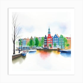 Watercolor Of Amsterdam Art Print