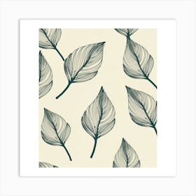 Leaves On A White Background Art Print