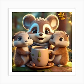 Cute Raccoons 1 Art Print