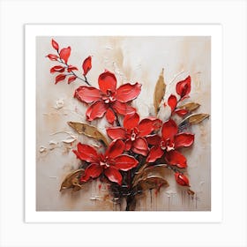 Red flower sprig 3 Art Print