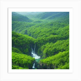 Waterfalls In The Mountains Art Print