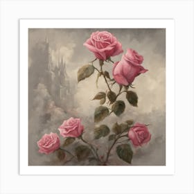 Roses And Castle Art Print