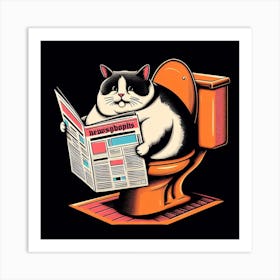 Cat Reading Newspaper 6 Art Print