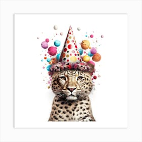 Leopard In A Party Hat 1 Art Print