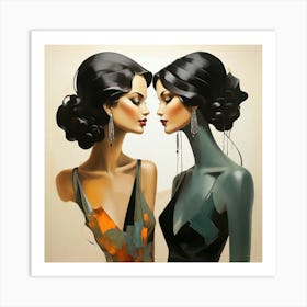 Women's Silhouettes, Deco Art 1 Art Print