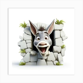 Donkey Peeking Out Of A Hole 2 Art Print