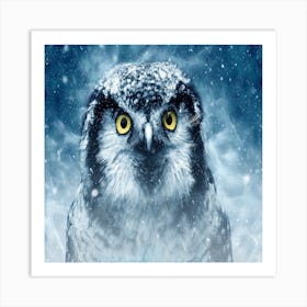 Owl In The Snow Art Print