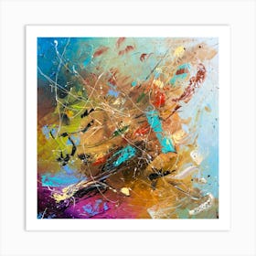 Summer wind Abstract Blue Art Painting Art Print