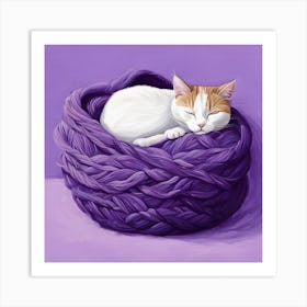 Cat In A Yarn Basket Art Print