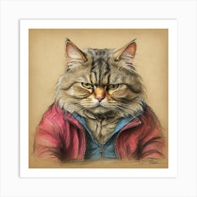 Cat In Red Jacket Art Print