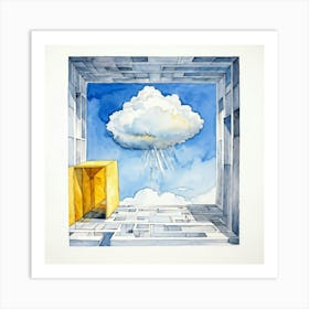 Watercolor Of A Cumulus Cloud Personified As A Dream Weaver Surrounded By Empty Space A Levitating (4) Art Print