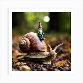 Gnome On A Snail Art Print