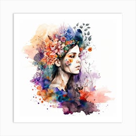 Watercolor Floral Woman #8 Art Print