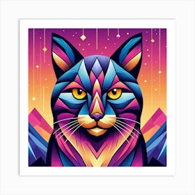 Whimsy Low Poly Cat Art Print