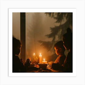 Family Dinner At The Table Art Print