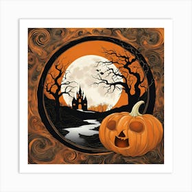 Abstract Halloween Pumpkin Art Print