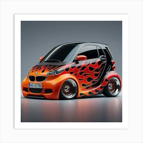 Smart Car With Flames Art Print