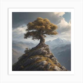 Tree On Top Of Mountain 13 Art Print