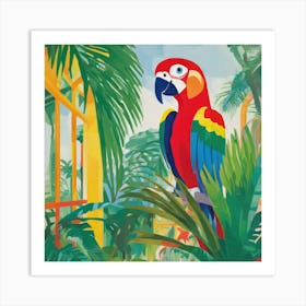 David Hockney Style: Parrot in Palm House Series Art Print