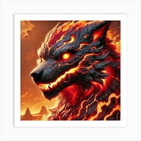 Yang Fire Wolf 2 Art Print