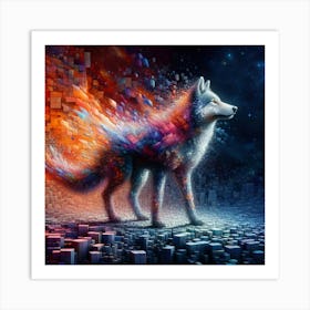 Abstract, wolf of cubes Art Print