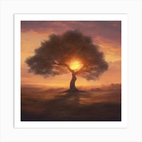 Tree At Sunset 1 Art Print