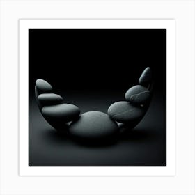 Pebbles On Black Background Art Print