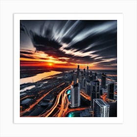 Sunset In Melbourne Art Print