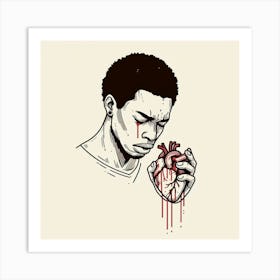 Man Holding A Heart Art Print