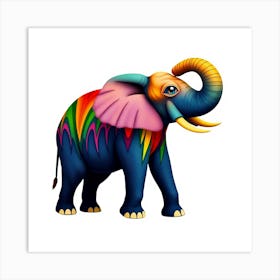 Rainbow Elephant 2 Art Print