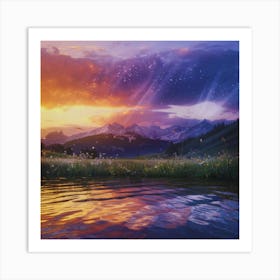 Sunset In The Mountains 1 Art Print