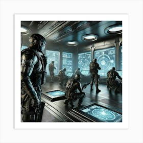 A Detailed Futuristic Scene Depicting The Intellig Art Print