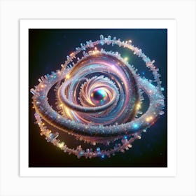 Crystal Orbit With Rainbow Bright Liquid Swirls With Magical Energy Art Print