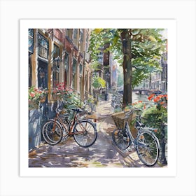 Jordaan neighborhood Series in Amsterdam Water Colour Art Print