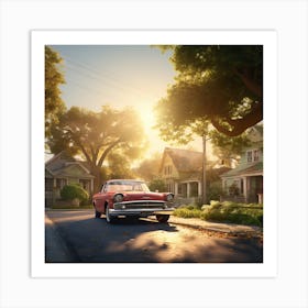 Classic Car On A Street Art Print