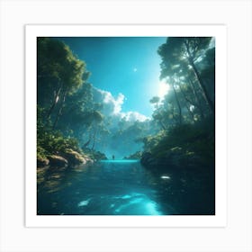 River In The Forest Art Print