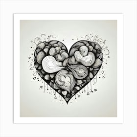 Heart In Black And White Art Print