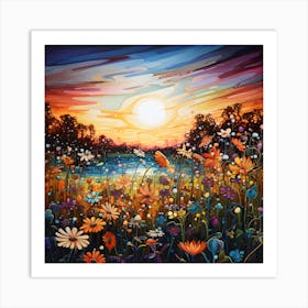 Sunset In The Meadow 5 Art Print