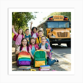 School Bus Art Print