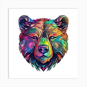 Colorful Bear Head Art Print