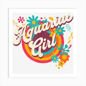 Groovy Retro Aquarius Zodiac Birthday Art Print