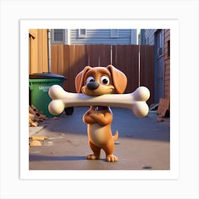 Cute Dog with a Bone 1 Art Print