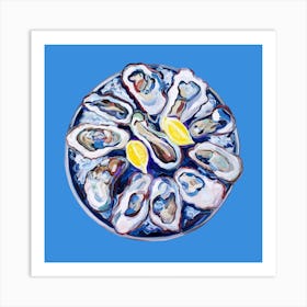 Oysters On A Plate Square Art Print