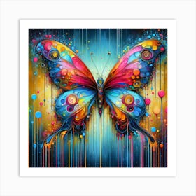 Modern Drip Painting of Butterfly I Art Print