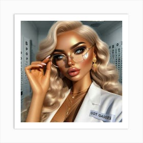 Sexy Hot Smoking Glasses Babe Art Print