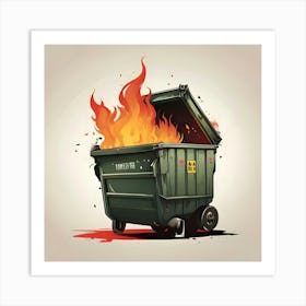 Trash Can On Fire 1 Art Print