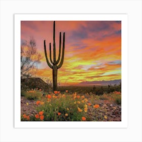 Sunset Over Saguaro Art Print