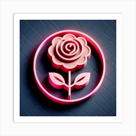 Neon Rose Logo Art Print