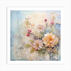 Vintage Pastel Flowers 3 Art Print