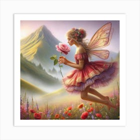 The Fairy And A Juliet Rose 1 Art Print